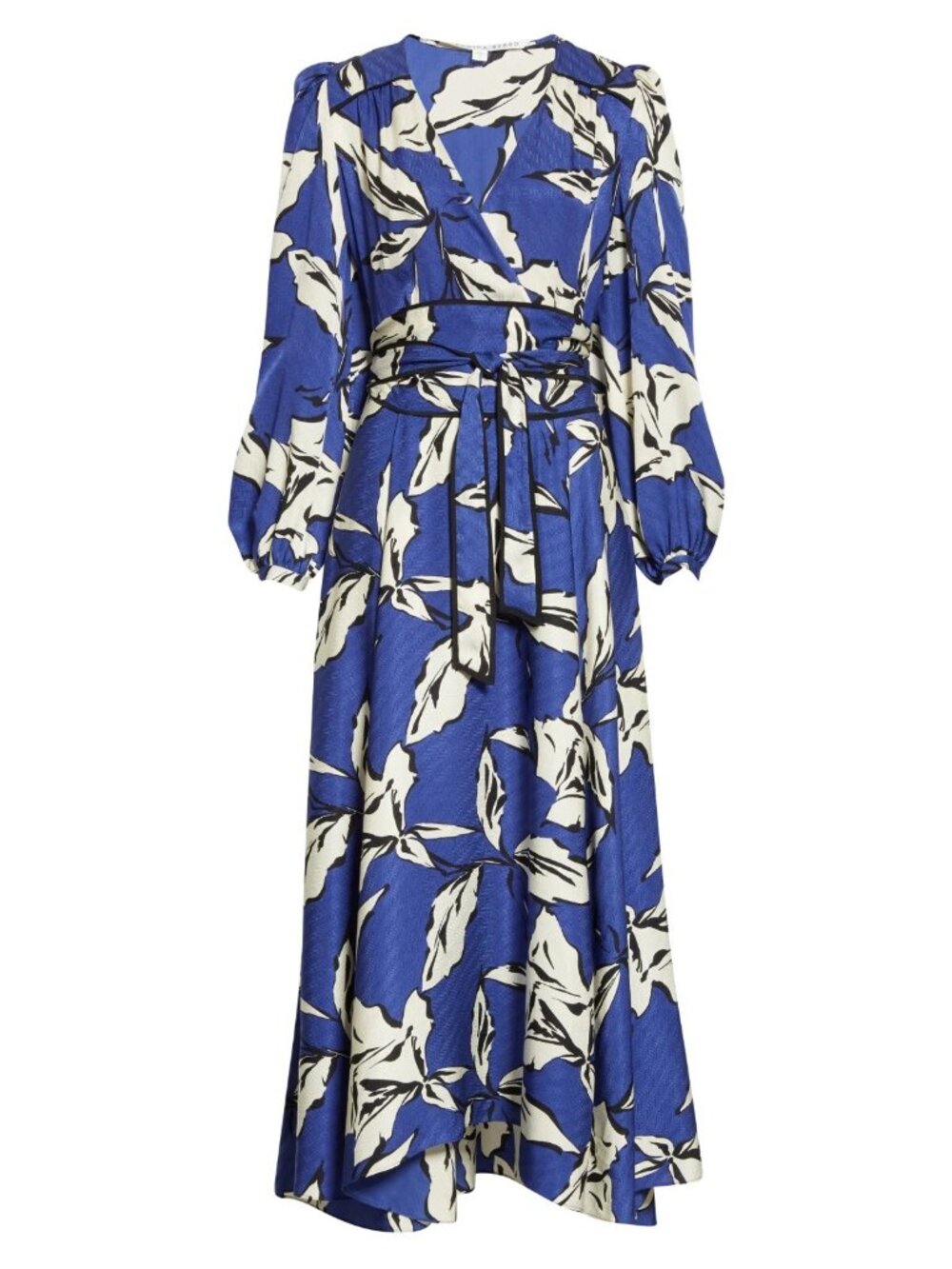 Veronica Beard Mclean Long Sleeve Floral Silk Blend Maxi Dress Blue Multi Size 4 - Picture 5 of 8